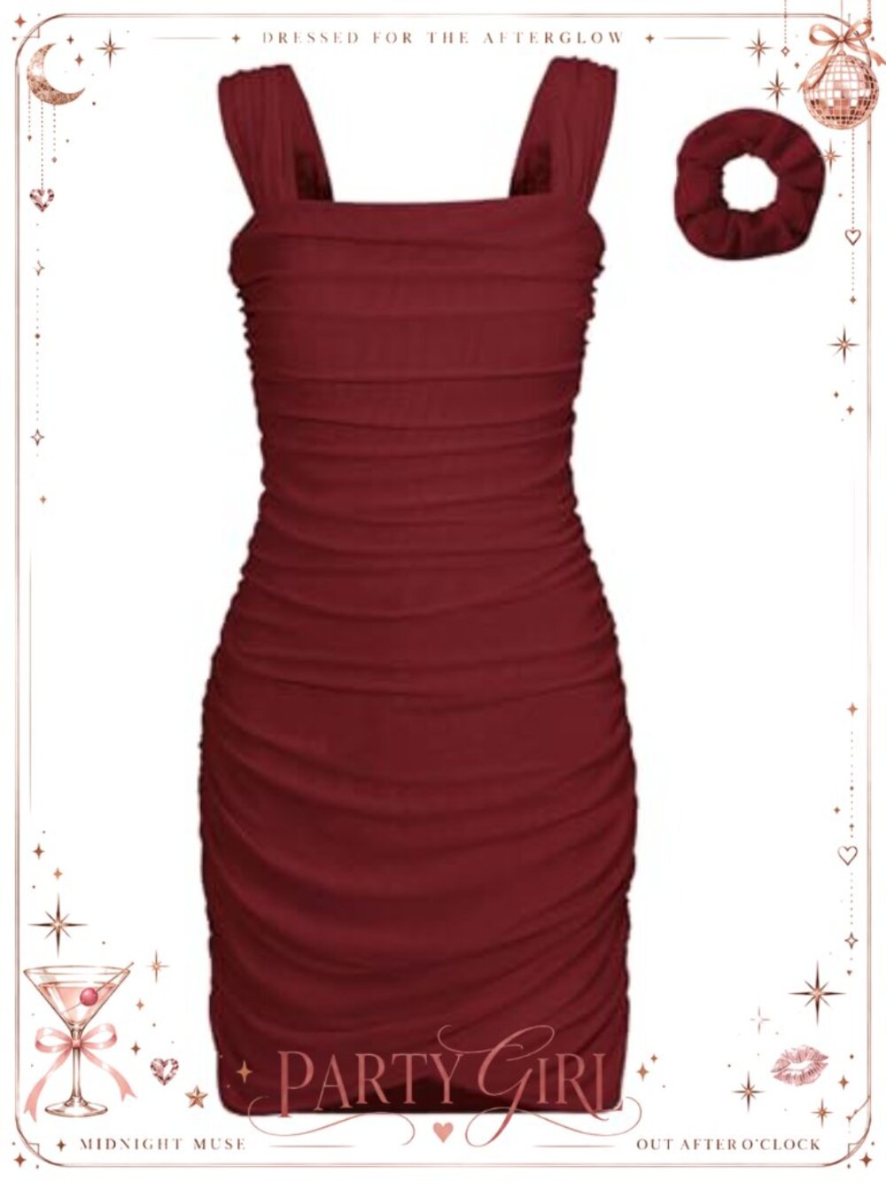 Girls Bodycon Mini Dance Dress Built-in Bra Ruched Mesh Wrap Hem
